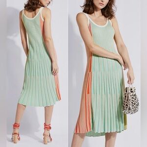 Kenzo Midi Dress Women’s Medium Multicolor Sleeveless Rubbed Spring Summer Shift